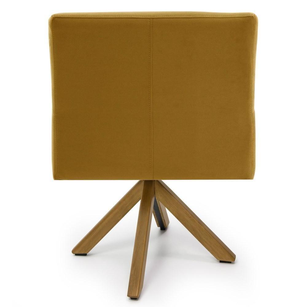 Poltrona Decorativa Giratória Base Giromad Madeira Angel Veludo C-260 Mostarda - Domi - 3