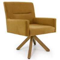 Poltrona Decorativa Giratória Base Giromad Madeira Angel Veludo C-260 Mostarda - Domi - 1