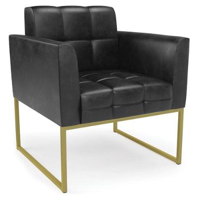 Poltrona Decorativa Ana Sintético PU Preto Dourado Ibiza