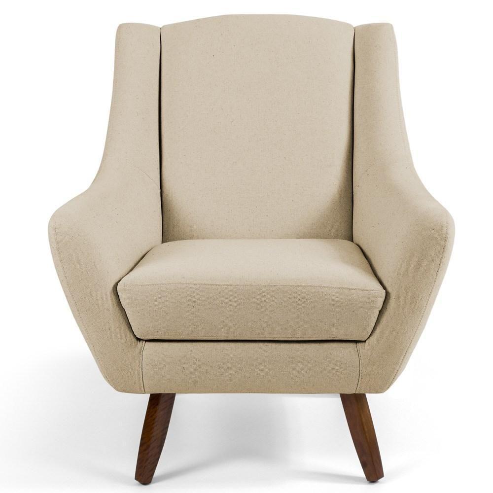 Kit 02 Poltronas Decorativas Juliet Pés De Madeira C-129 Linho Bege Escuro - Domi - 3