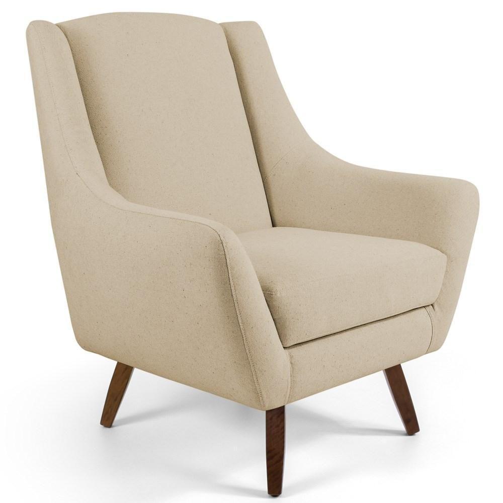 Kit 02 Poltronas Decorativas Juliet Pés De Madeira C-129 Linho Bege Escuro - Domi - 4