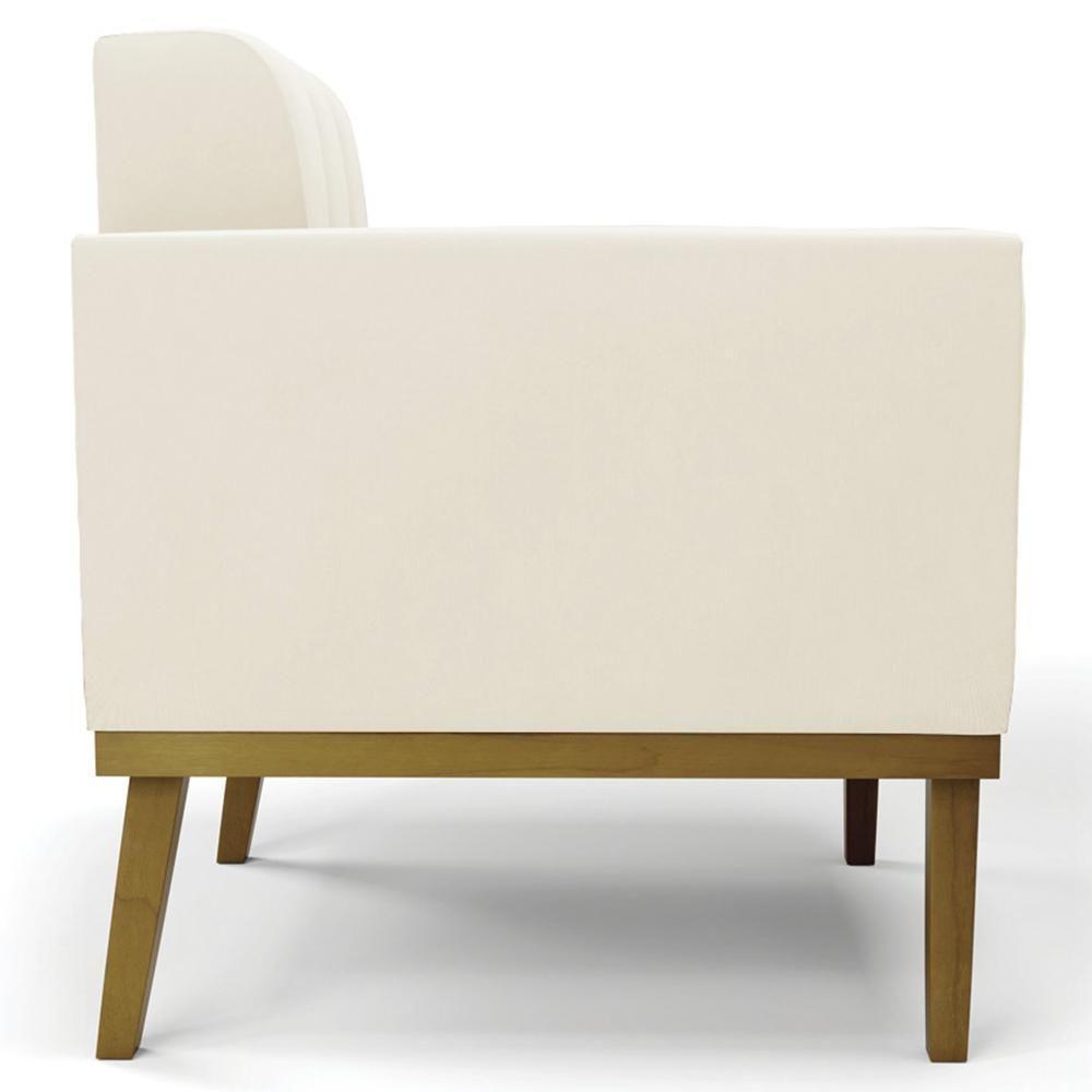 Poltrona Decorativa Base Madeira Castanho Ana Veludo Bege - Ibiza - 8