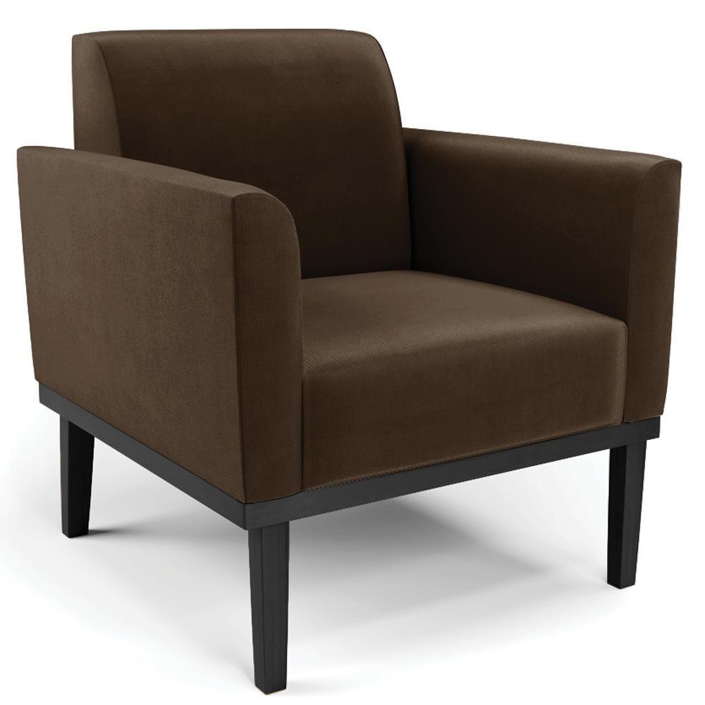 Sofá Namoradeira E 2 Poltronas Base Madeira Preto Maressa Suede Marrom - Ibiza - 6