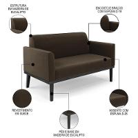 Sofá Namoradeira E 2 Poltronas Base Madeira Preto Maressa Suede Marrom - Ibiza