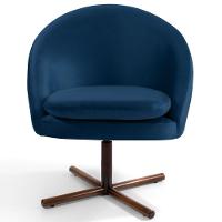 Poltrona Decorativa Base Xis Madeira Rafa C-304 Veludo Azul Marinho - Domi - 2