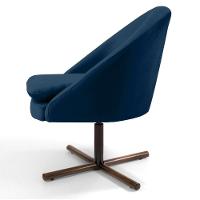 Poltrona Decorativa Base Xis Madeira Rafa C-304 Veludo Azul Marinho - Domi - 3