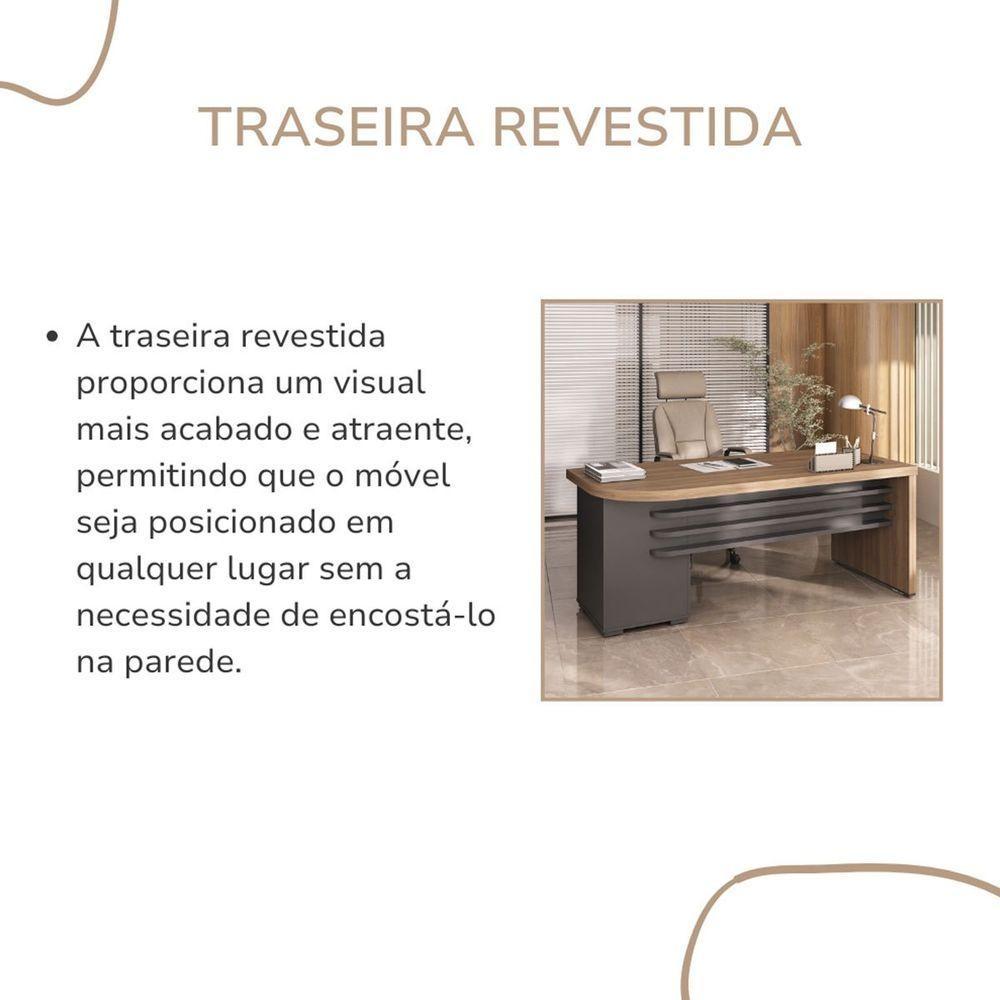 Mesa Para Escritório 4 Gavetas Com Chave Lado Direito Nogal/preto - 3