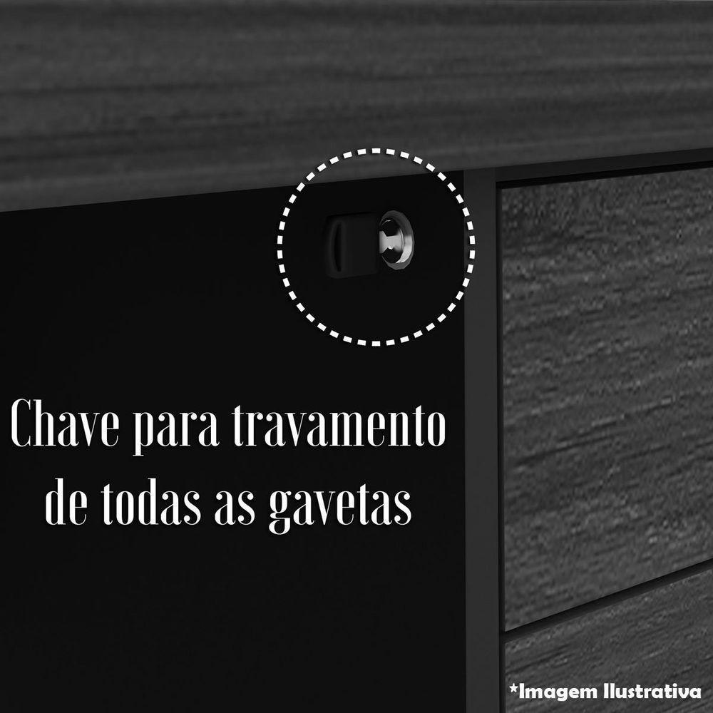 Mesa Para Escritório 4 Gavetas Com Chave Lado Direito Nogal/preto - 5