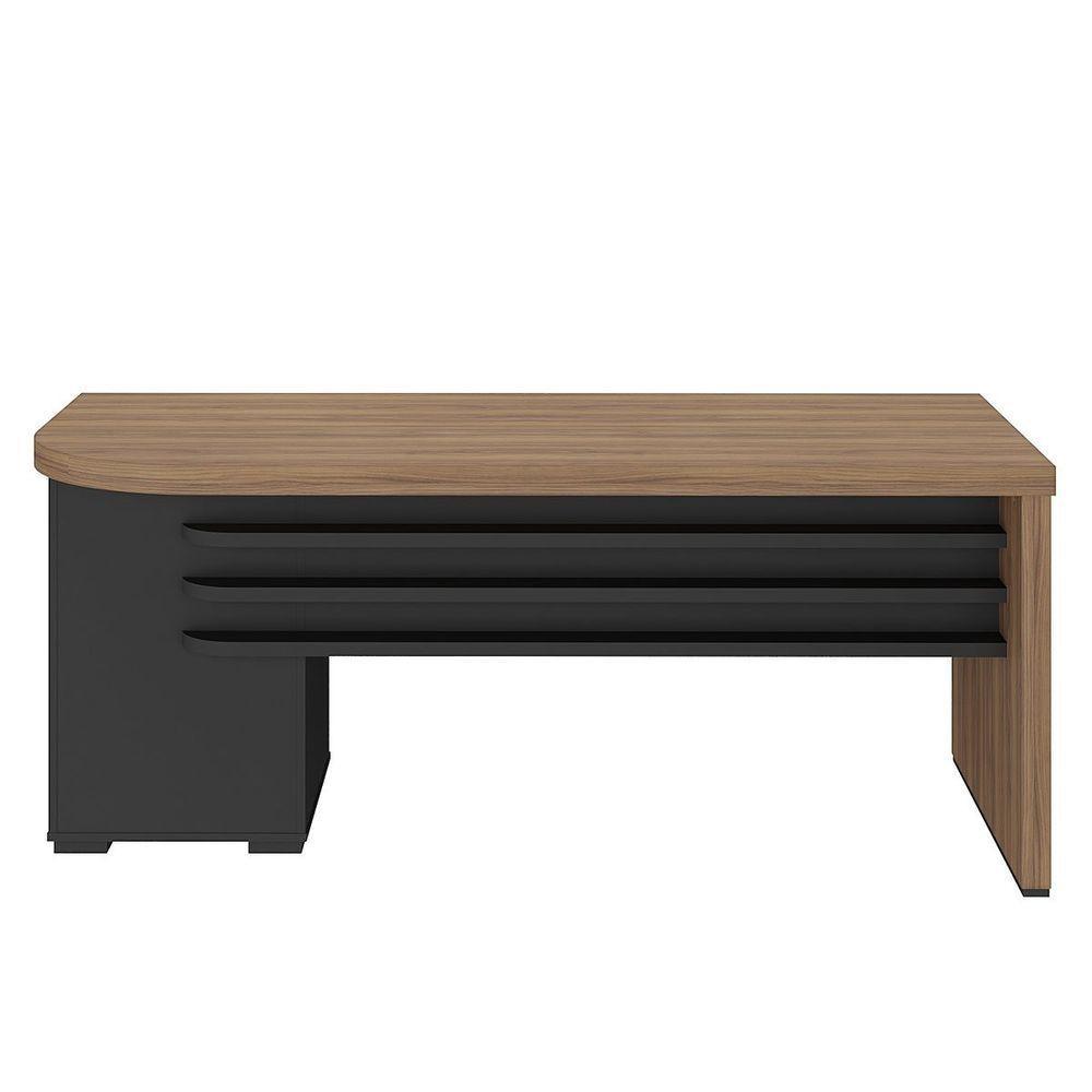 Mesa Para Escritório 4 Gavetas Com Chave Lado Direito Nogal/preto - 6