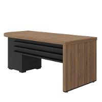 Mesa Para Escritório 4 Gavetas Com Chave Lado Direito Nogal/preto - 7