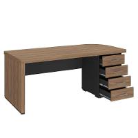 Mesa Para Escritório 4 Gavetas Com Chave Lado Direito Nogal/preto - 10