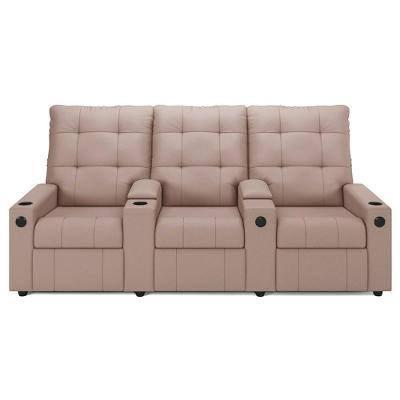 Poltrona De Cinema Reclinável 3 Lugares Baú Usb Mallie Fh9 Veludo Rosê - Mpozenato