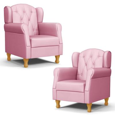 Kit 02 Poltronas De Amamentação Pés Madeira Lucy P04 Sintético Rosa - Mpozenato
