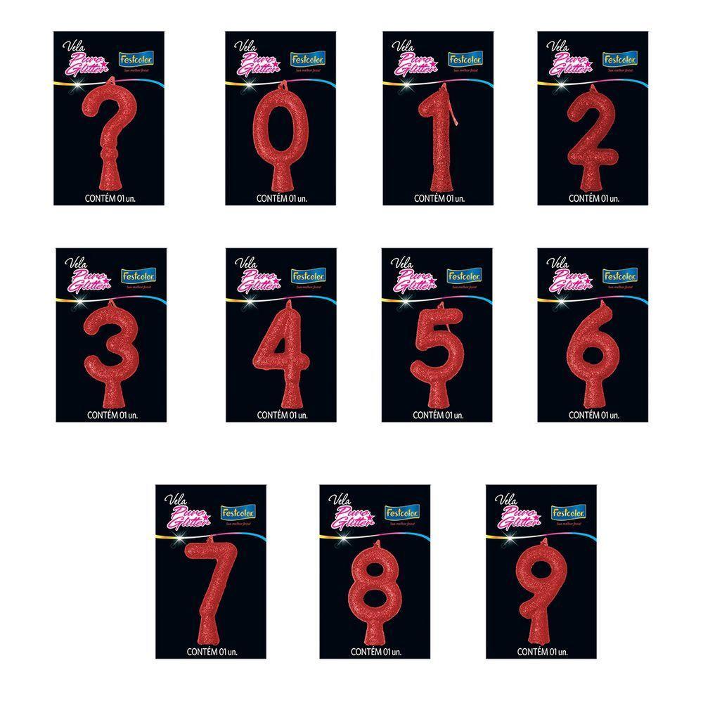 Vela De Aniversário Puro Glitter Vermelha Modelo 6 - 2