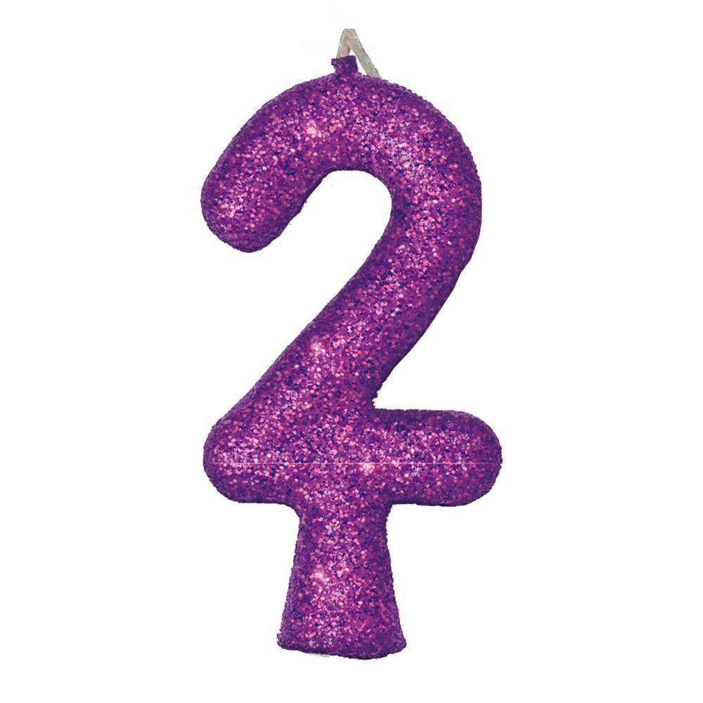 Vela De Aniversário Puro Glitter Roxa Modelo 3 - 5