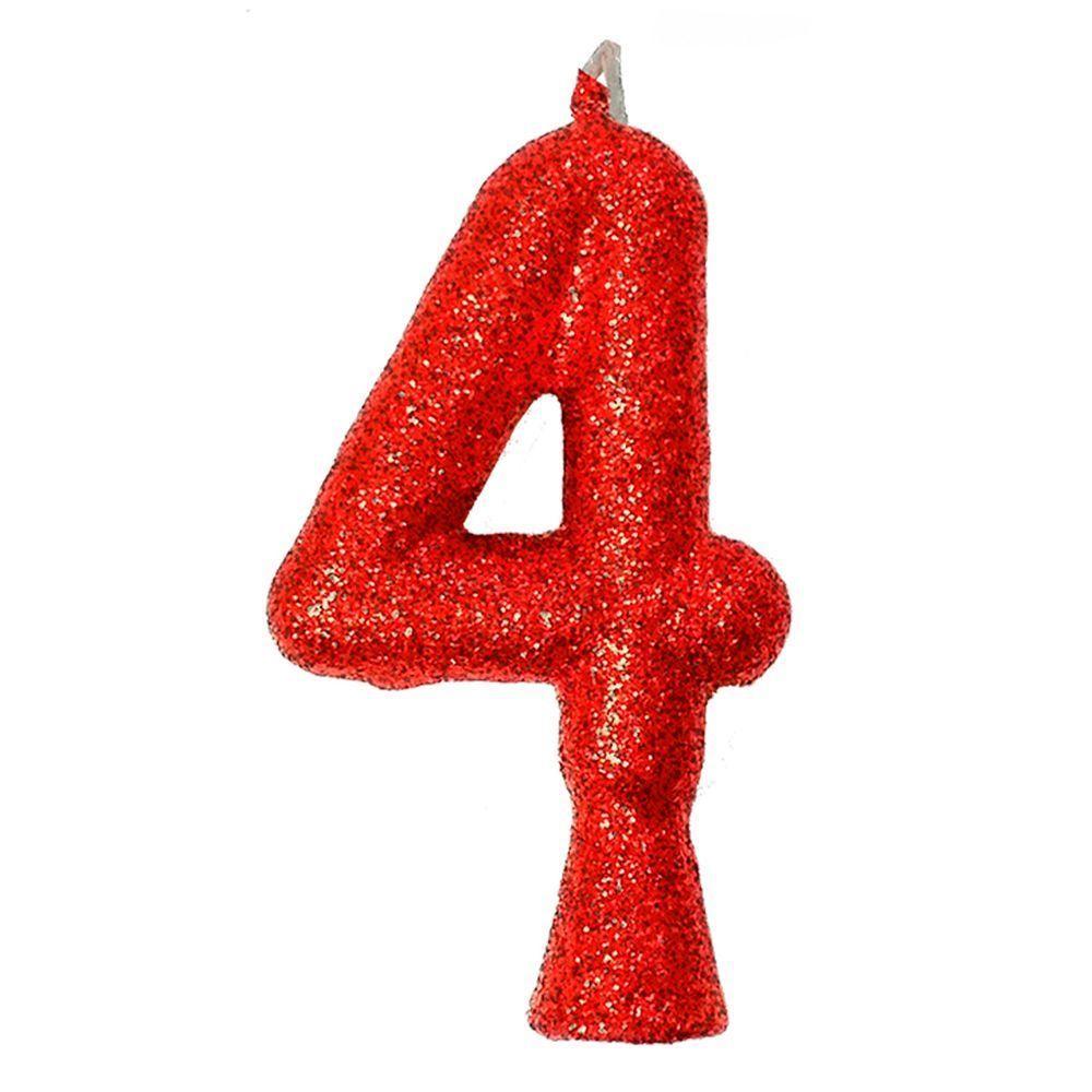 Vela De Aniversário Puro Glitter Vermelha Modelo 1 - 7