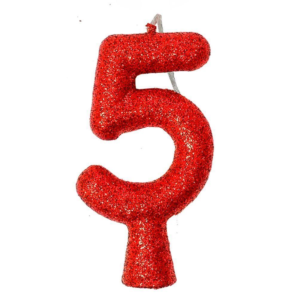 Vela De Aniversário Puro Glitter Vermelha Modelo 1 - 8