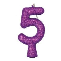Vela De Aniversário Puro Glitter Roxa Modelo 8 - 8