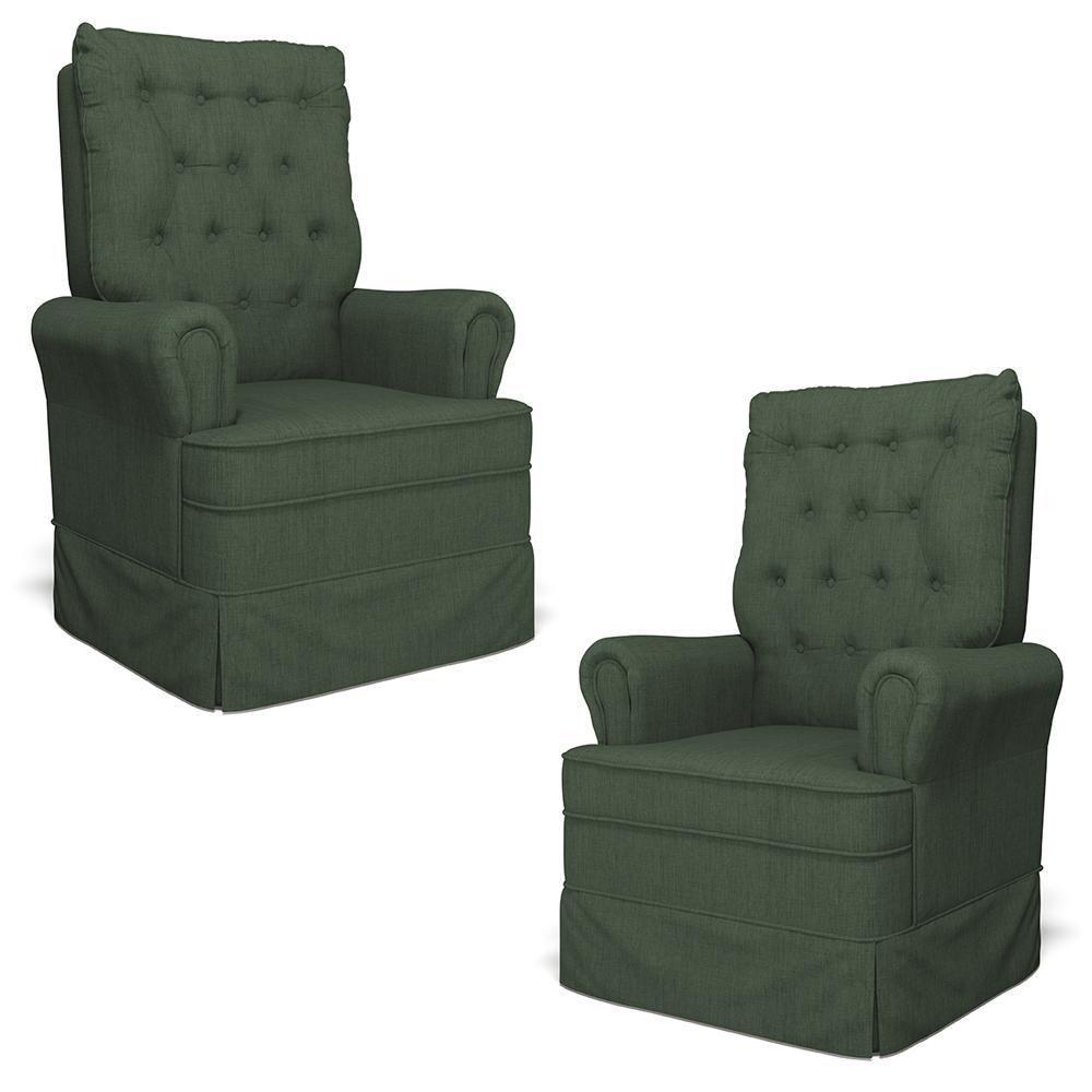 Kit 02 Poltronas De Amamentação E Descanso Com Balanço Laís G05 Linho Verde - Mpozenato - 1