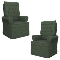 Kit 02 Poltronas De Amamentação E Descanso Com Balanço Laís G05 Linho Verde - Mpozenato - 1