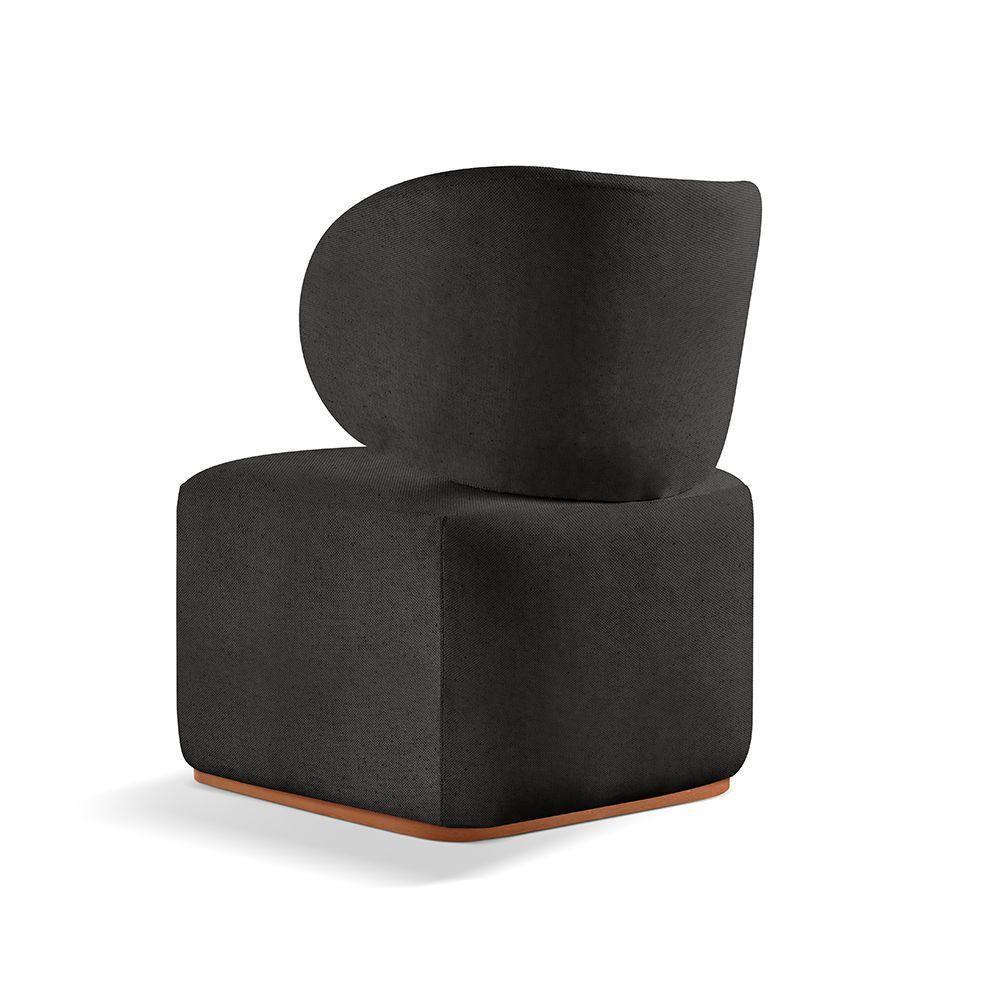 Poltrona Para Sala De Estar Moderna Sun Linho Preto 102 - 3