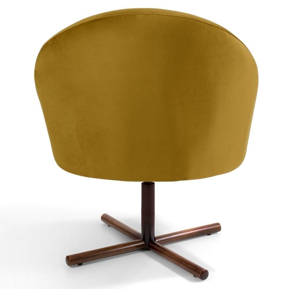Poltrona Decorativa Base Xis Madeira Rafa C-279 Veludo Mostarda - Domi - 6
