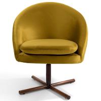 Poltrona Decorativa Base Xis Madeira Rafa C-279 Veludo Mostarda - Domi - 2