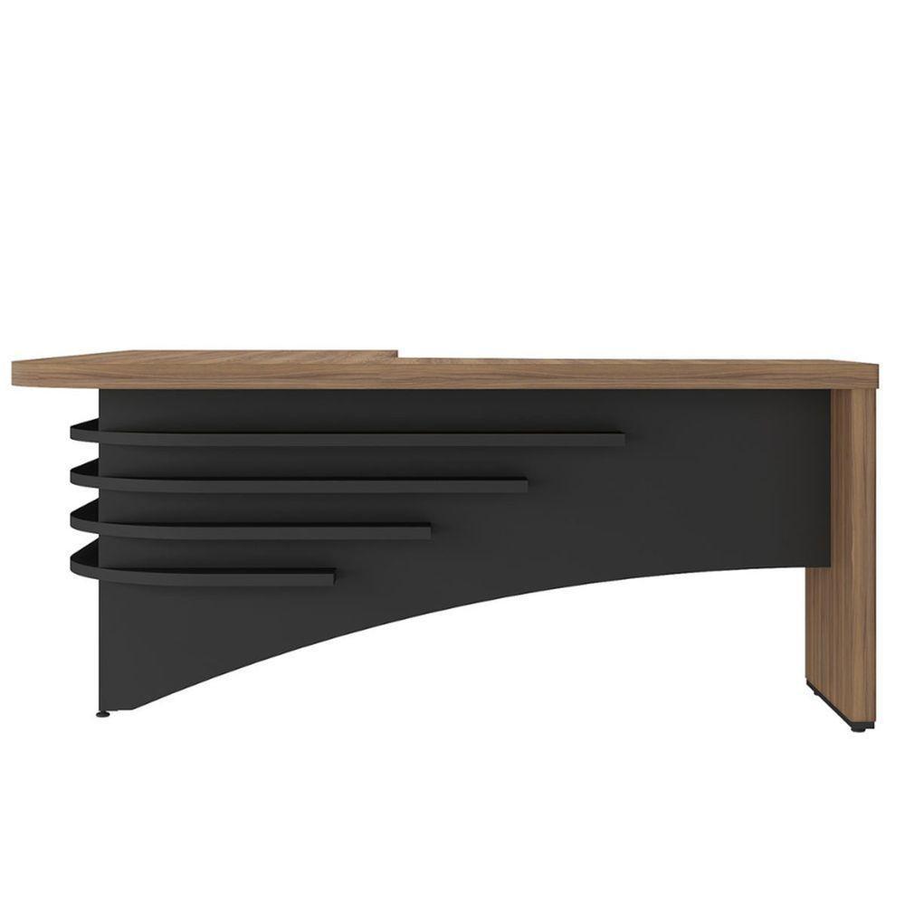 Mesa Para Escritório Em L Diretor Lado Esquerdo Nogal/preto - 6
