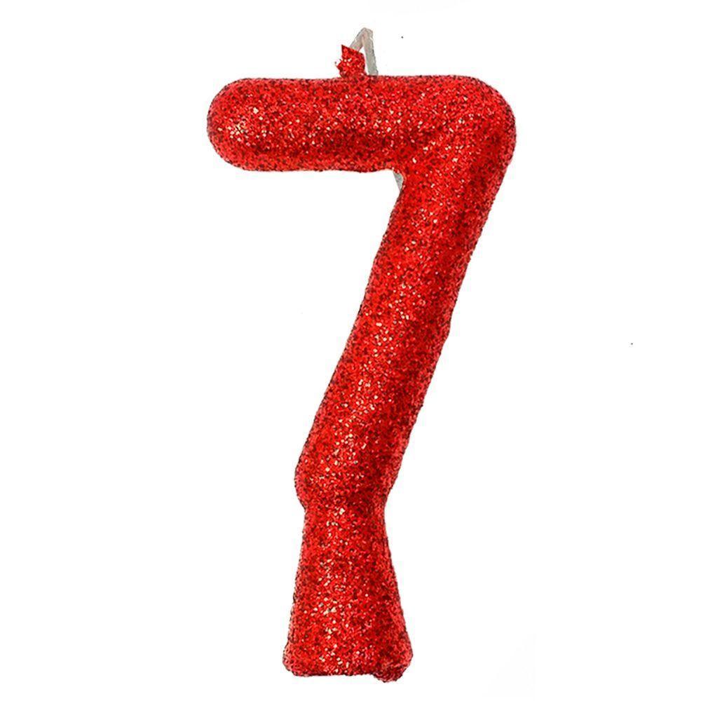 Vela De Aniversário Puro Glitter Vermelha Modelo ? - 10