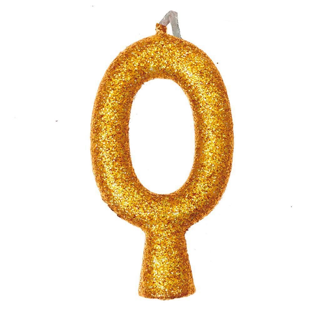 Vela De Aniversário Puro Glitter Dourada Modelo ? - 3