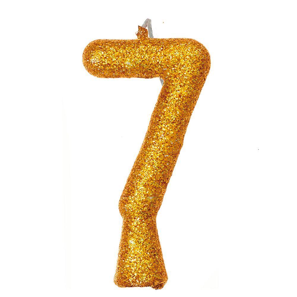 Vela De Aniversário Puro Glitter Dourada Modelo ? - 10