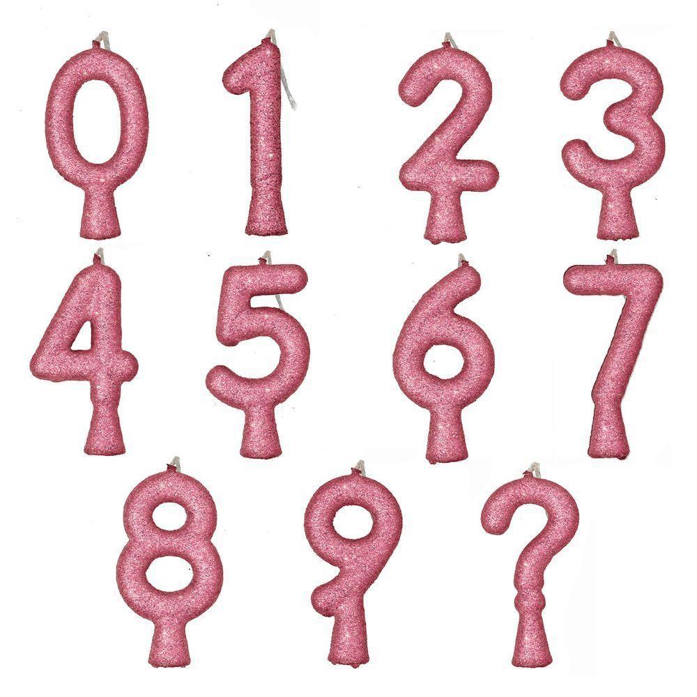 Vela De Aniversário Puro Glitter Rosa Modelo 6 - 1