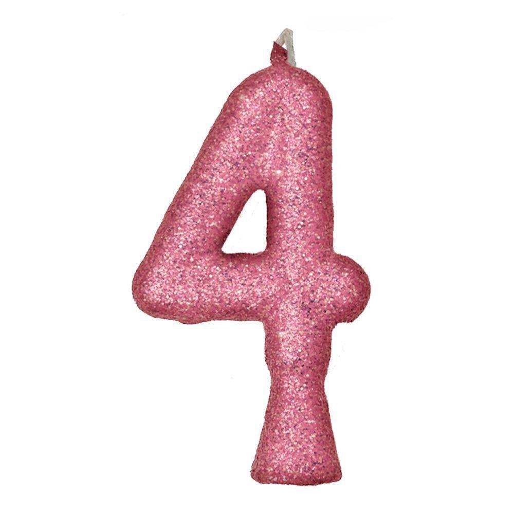 Vela De Aniversário Puro Glitter Rosa Modelo 6 - 7