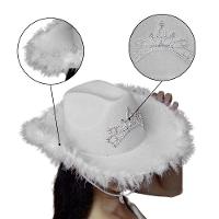 Chapéu Country Cowboy Princesa Branco Com Plumas - 2