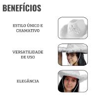 Chapéu Country Cowboy Princesa Branco Com Plumas - 7