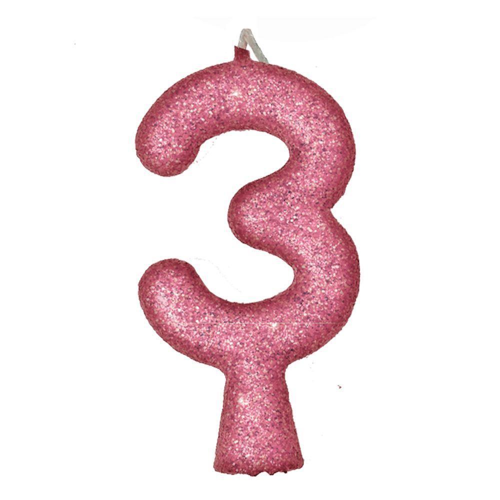 Vela De Aniversário Puro Glitter Rosa Modelo 8 - 6