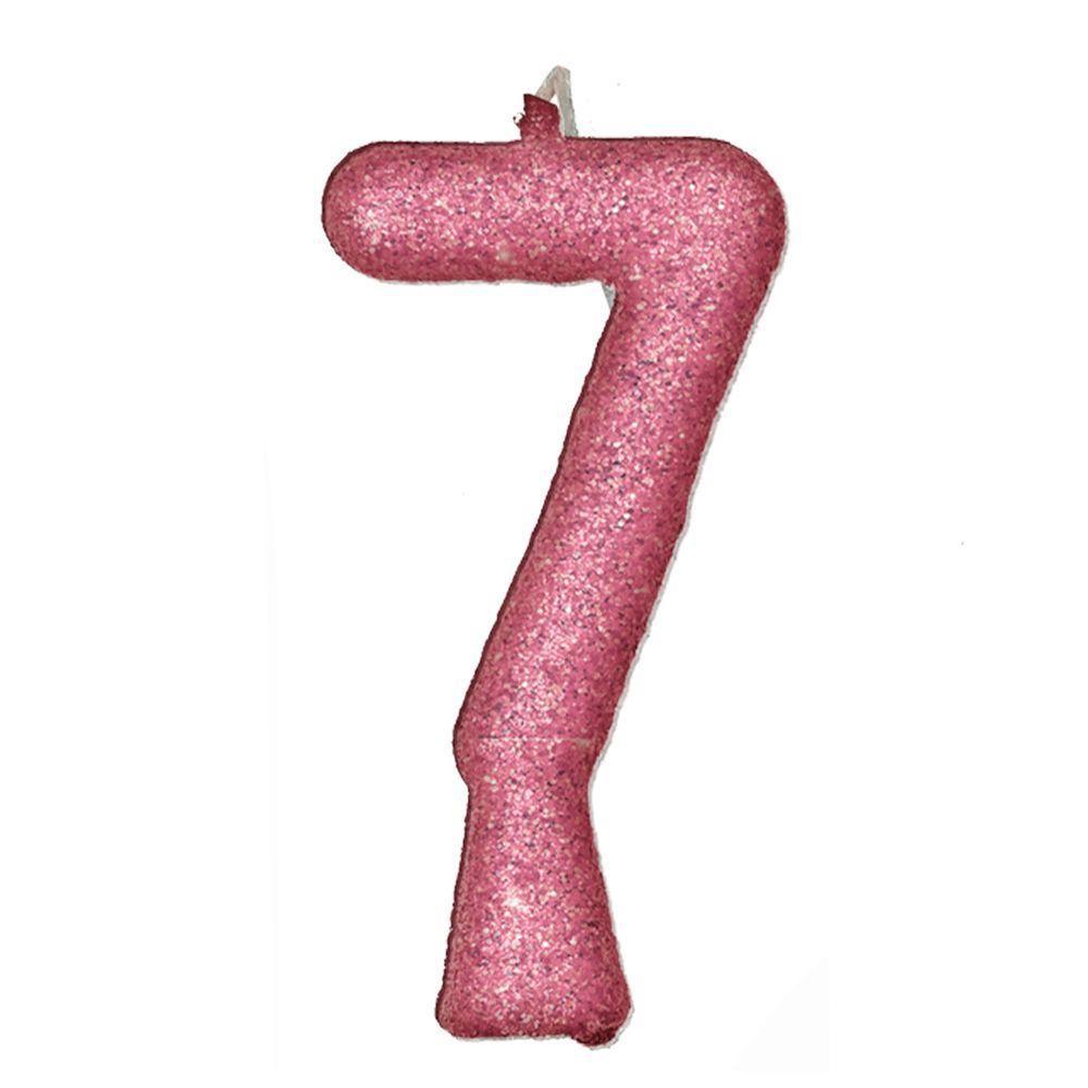 Vela De Aniversário Puro Glitter Rosa Modelo 8 - 10