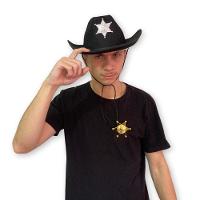 Chapéu De Xerife Preto Com Estrela Para Fantasias - 7