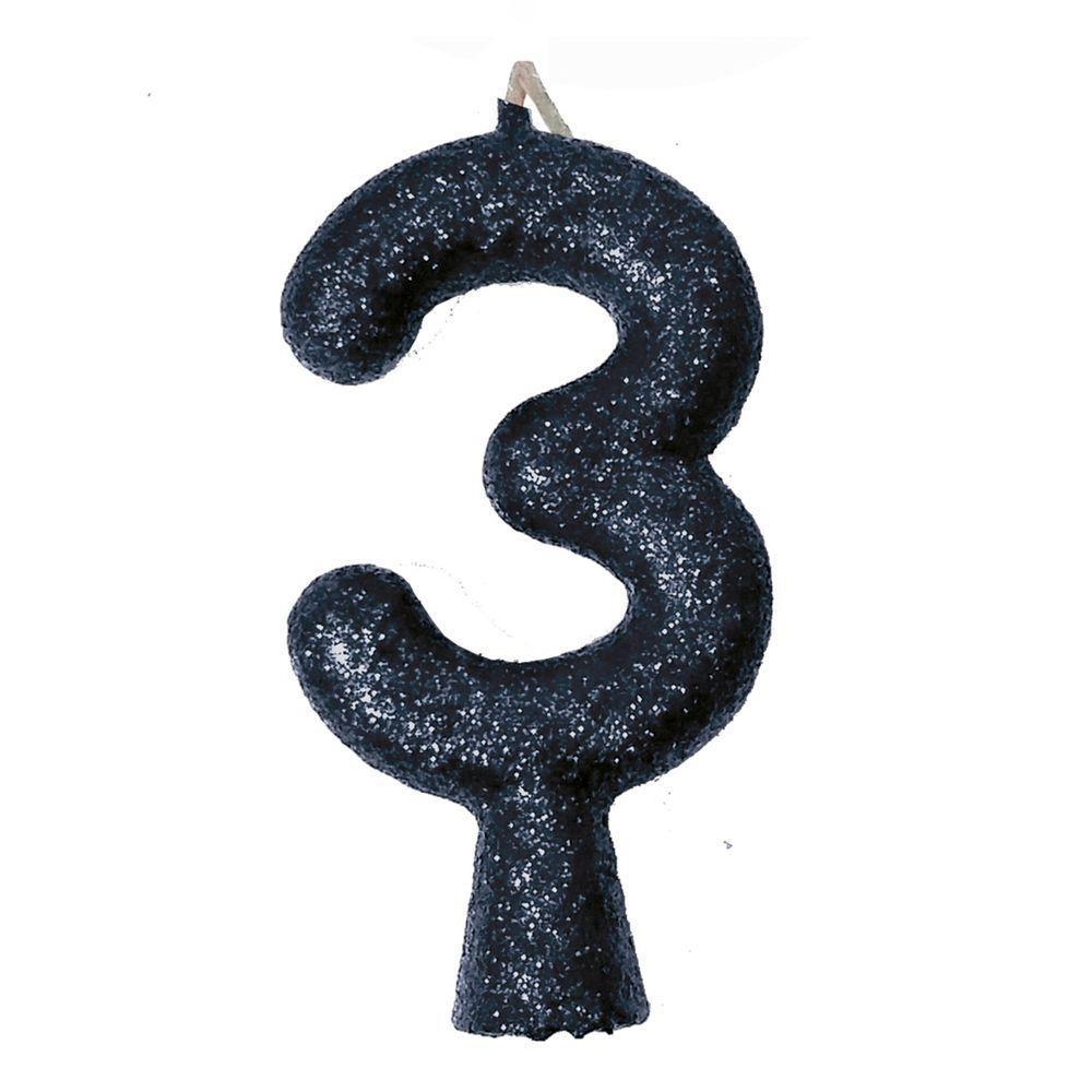 Vela De Aniversário Puro Glitter Preta Modelo 3 - 6