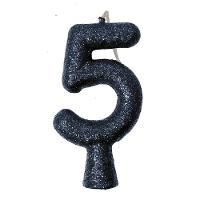 Vela De Aniversário Puro Glitter Preta Modelo 6 - 8