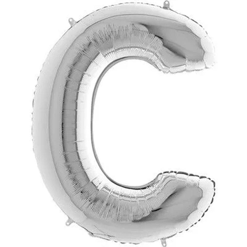 Balão Metalizado Prata Letra C - 1 Metro - 1