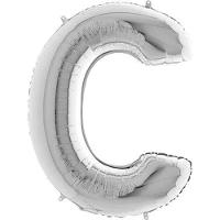 Balão Metalizado Prata Letra C - 1 Metro - 1