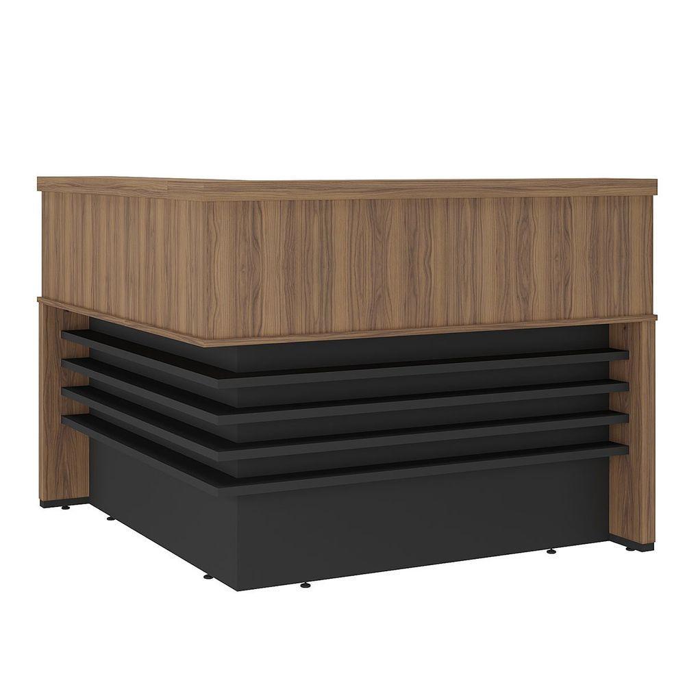 Balcão Para Escritório Atendimento/recepção Em L Nogal/preto - 1