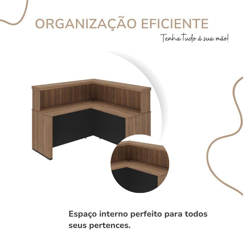Balcão Para Escritório Atendimento/recepção Em L Nogal/preto - 4