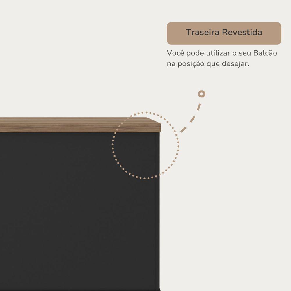 Balcão Para Escritório 2 Portas Com Chave Pequeno Nogal/preto - 8