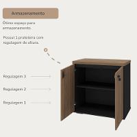 Balcão Para Escritório 2 Portas Com Chave Pequeno Nogal/preto - 6