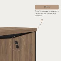 Balcão Para Escritório 2 Portas Com Chave Pequeno Nogal/preto - 7