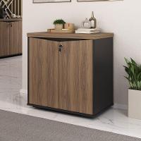 Balcão Para Escritório 2 Portas Com Chave Pequeno Nogal/preto - 9