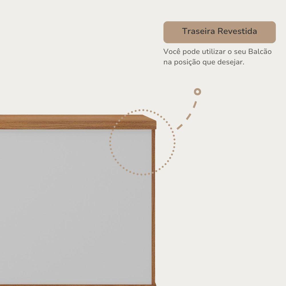Balcão Para Escritório 2 Portas Com Chave Pequeno Freijó/branco - 8