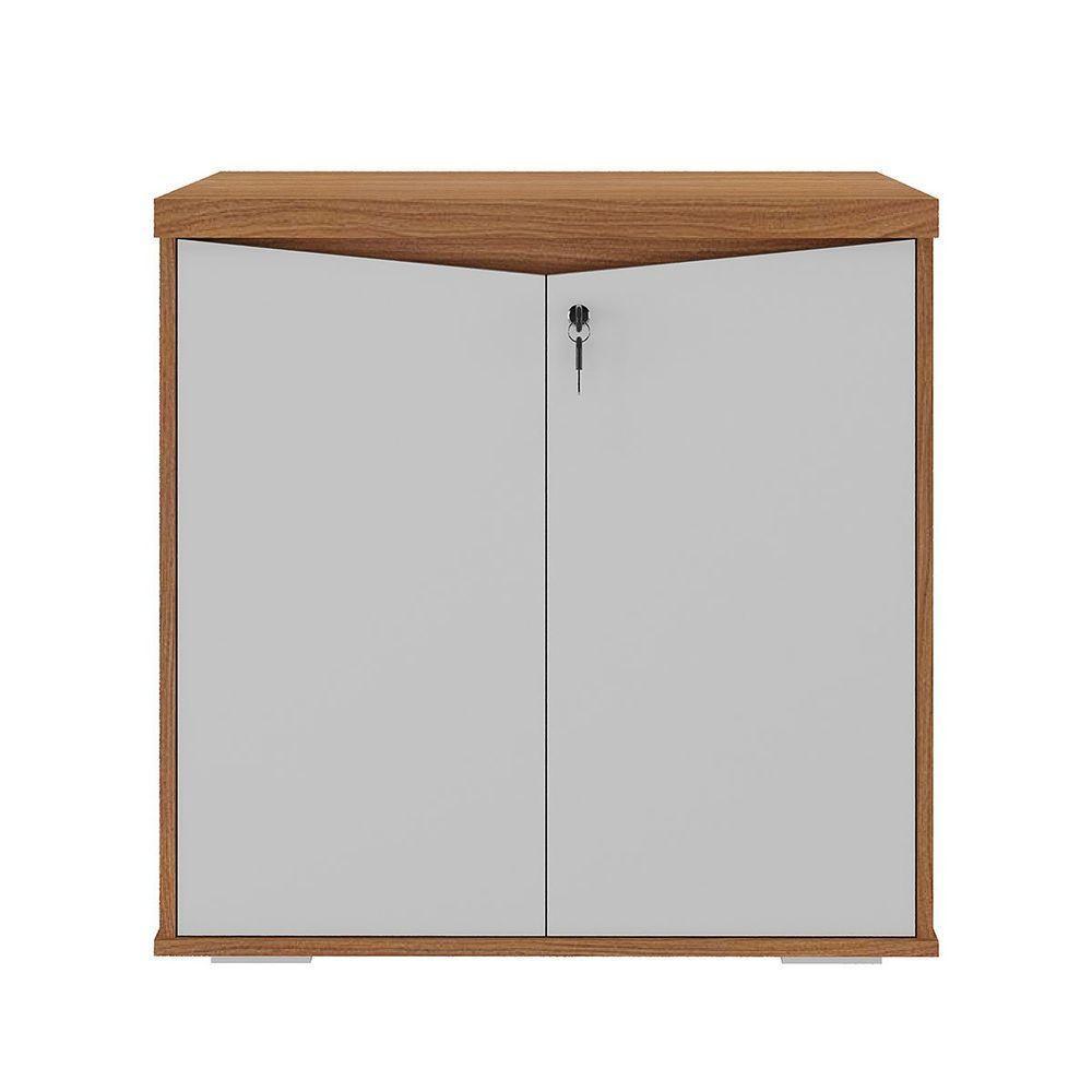 Balcão Para Escritório 2 Portas Com Chave Pequeno Freijó/branco - 9